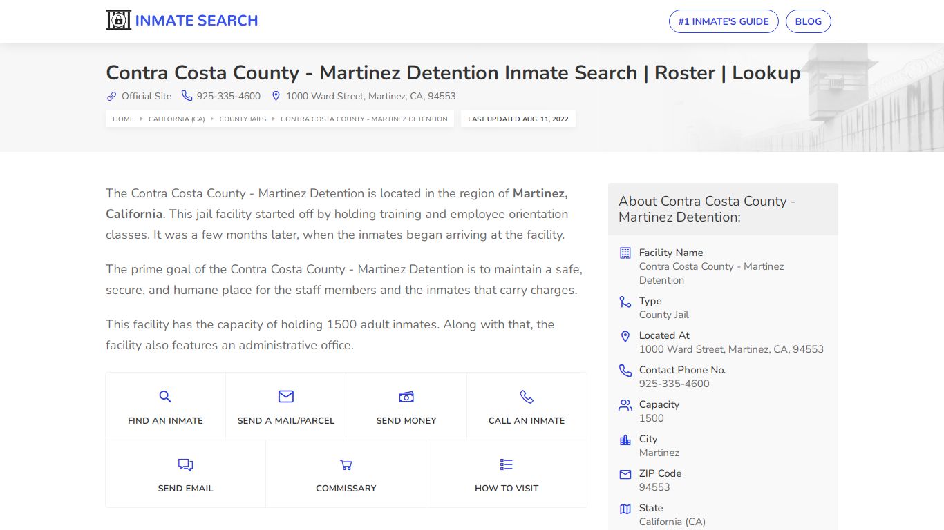 Contra Costa County - Martinez Detention Inmate Search ...