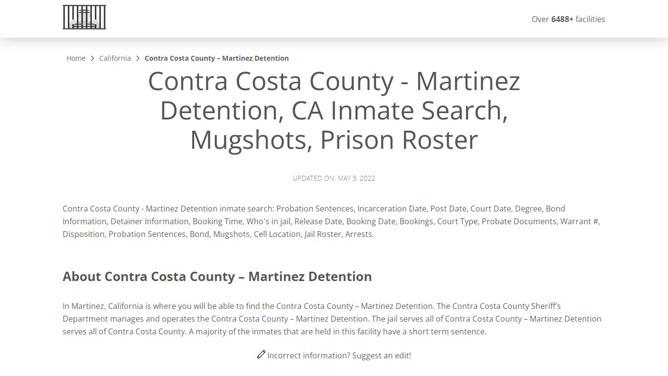 Contra Costa County - Martinez Detention, CA Inmate Search ...